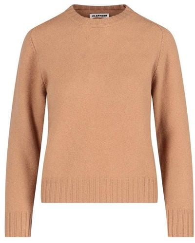 Jil Sander Long-sleeved Crewneck Knitted Sweater - Brown