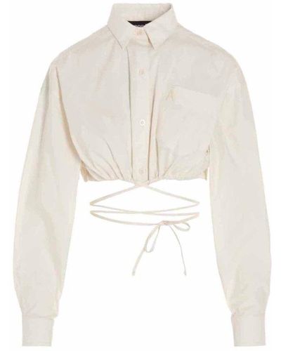 ANDREA ADAMO Long-sleeved Cropped Shirt - White