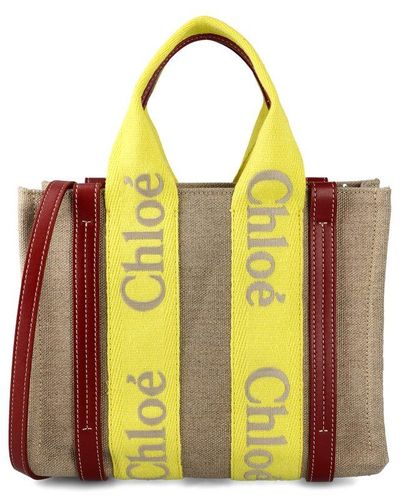 Chloé Chloe Woody Small Canvas Tote Bag - Yellow
