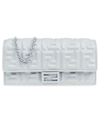 Fendi 'baguette' Wallet With Chain, - White
