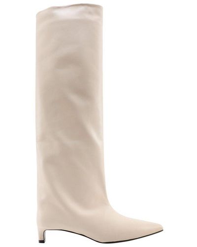 Jil Sander Knee-high Pointed Toe Boots - Natural