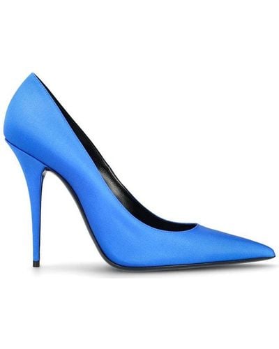 Saint Laurent Pointed Toe Slip-on Court Shoes - Blue