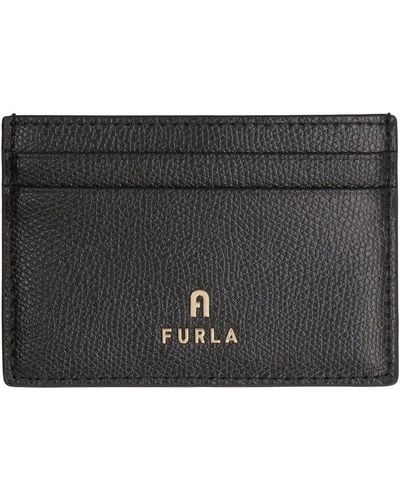 Furla Camelia Leather Card Holder - Black