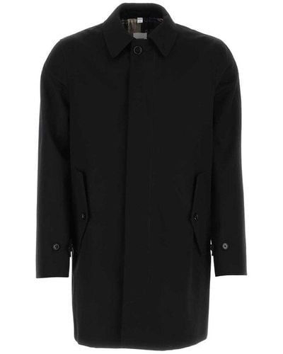 Burberry Black Gabardine Overcoat