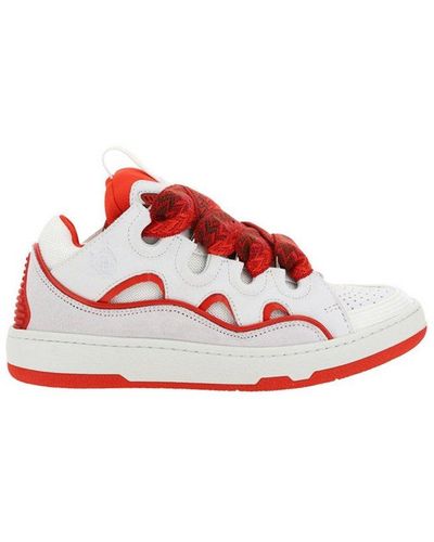Lanvin Curb Paneled Low-top Sneakers - Red
