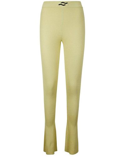 Ssheena Kendal Ribbed-knit Flared Trousers - Yellow