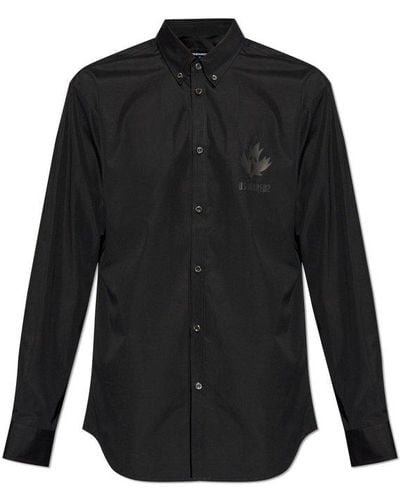 DSquared² Logo Patch Long-sleeved Shirt - Black