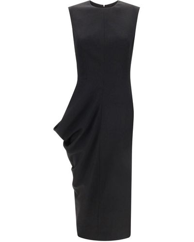 Alexander McQueen Ruffle Detailed Asymmetric Sleeveless Dress - Black