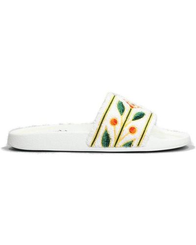 Casablancabrand Terry-band Embroidered Slip-on Slides - White