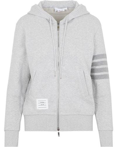 Thom Browne Zip Up Hoodie 4 Bar Sweatshirt - Grey