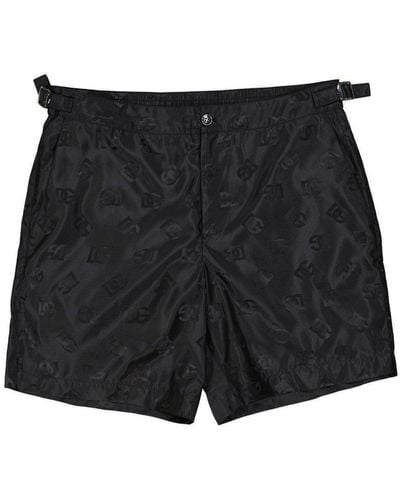 Dolce & Gabbana All-over Logo-printed Swim Shorts - Black