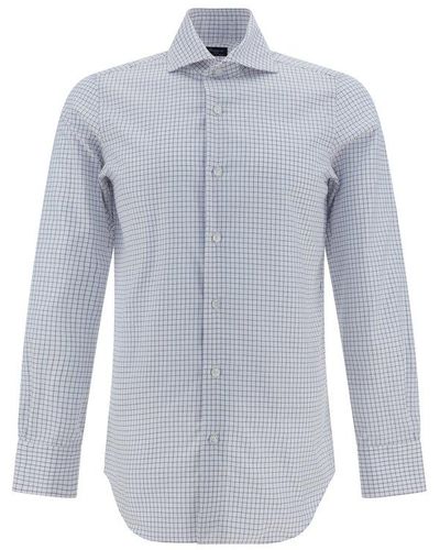 Finamore 1925 Milano Zante Checkered Printed Shirt - Blue