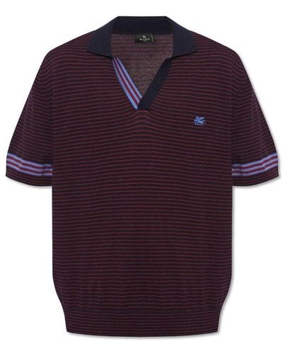 Etro Polo Shirt With Logo - Purple