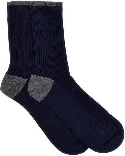 Brunello Cucinelli Ribbed Long Socks - Blue