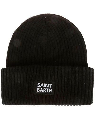 Mc2 Saint Barth Logo-patch Ribbed-knit Pull-on Beanie - Black