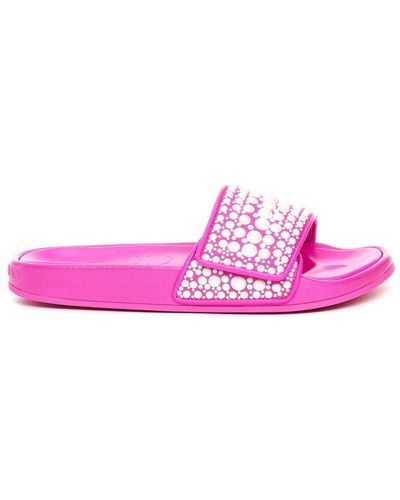 Jimmy Choo Fitz Embellished Slides - Pink