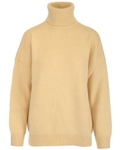 Tory Burch Turtleneck Oversized Sweater - Natural
