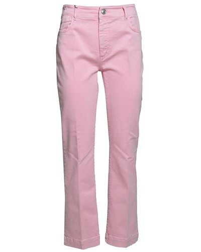 Sportmax Button Detailed Straight Leg Trousers - Pink