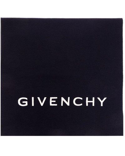 Givenchy Wool Scarf With Logo, - Blue