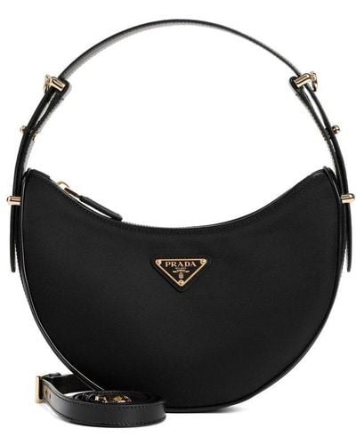 Prada Logo-plaque Zipped Handbag - Black