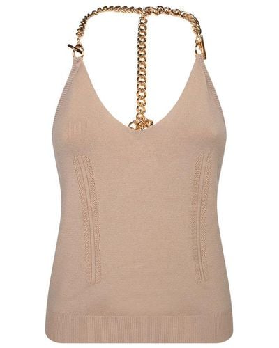 Moschino Open Back Chain Link Top - Natural