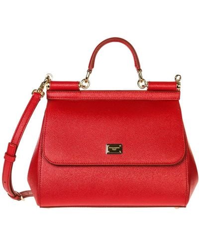 Dolce & Gabbana Sicily Medium Leather Shoulder Bag - Red