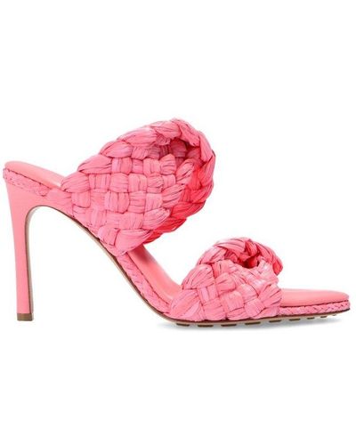 Bottega Veneta Stretch Heeled Slides - Pink