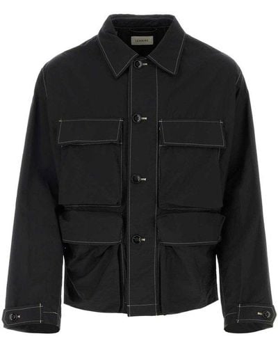 Lemaire Contrast-stitching Buttoned Shirt Jacket - Black