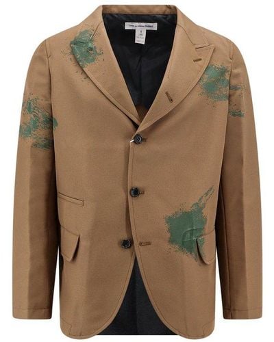 Comme des Garçons Paint-splatted Single-breasted Tailored Blazer - Brown