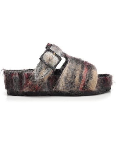 Celine Mohair Boxy Sandals - Brown
