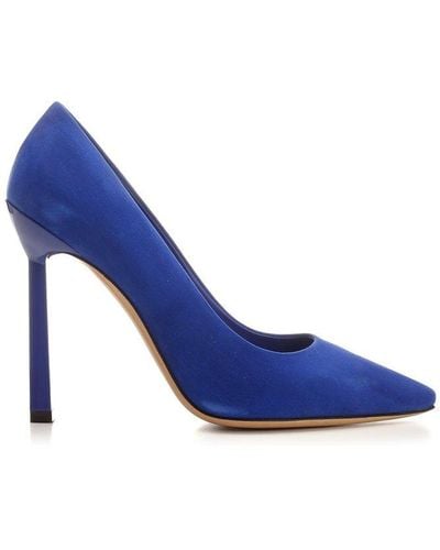 Ferragamo Pointed-toe Slip-on Court Shoes - Blue