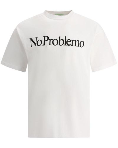 Aries No Problemo Printed Crewneck T-shirt - White