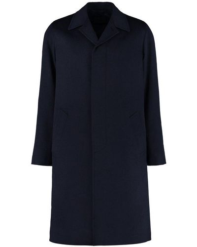 Prada Single-Breasted Wool Coat - Blue