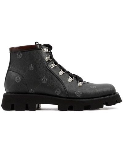 Berluti Logo Detailed Lace-up Boots - Black