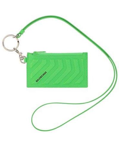 Balenciaga Logo Printed Lanyard Cardholder - Green