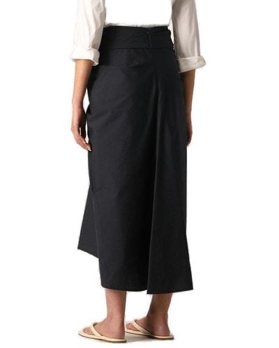 Brunello Cucinelli High Waist Pleated Midi Skirt - Black