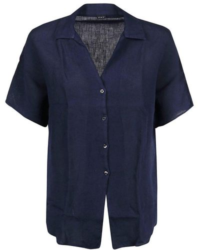 Fay Buttoned Short-sleeved Shirt - Blue