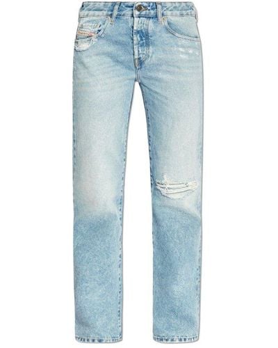 DIESEL 1989 D-mine Distressed Straight-leg Jeans - Blue