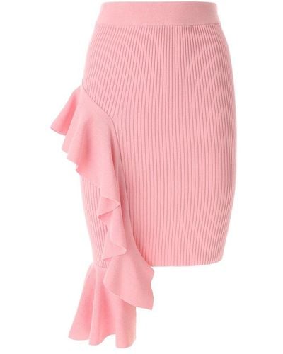 Moschino Jeans Ruffled Detail Knitted Midi Skirt - Pink