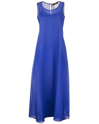 Max Mara Studio Round Neck Sleeveless Dress - Blue