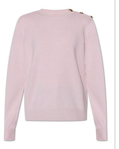 Bottega Veneta Knot Button Embellished Crewneck Sweater - Pink