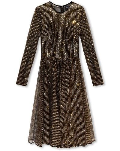 Dolce & Gabbana Sequinned Flared Midi Dress - Metallic