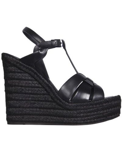 Black Wedge sandals for Women | Lyst