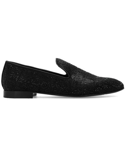 Versace Embellished Slip-on Loafers - Black