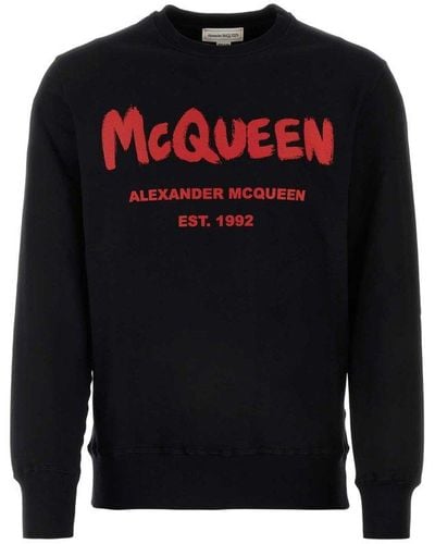 Alexander McQueen Logo Printed Crewneck Sweatshirt - Black
