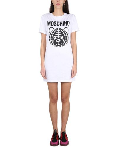 Moschino Logo Print Dress - White