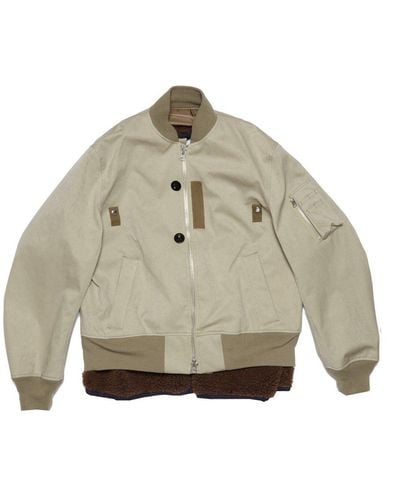 Sacai Layered Designed Zipped Jacket - Gray