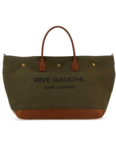 Saint Laurent Rive Gauche Maxi Shopping Bag - Khaki / Brick