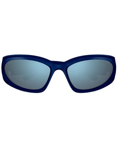 Balenciaga Swift Oval Frame Sunglasses - Blue