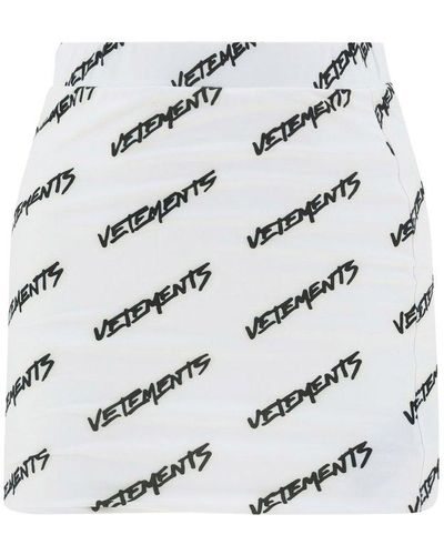 Vetements All-over Logo Printed High-waisted Skirt - Gray